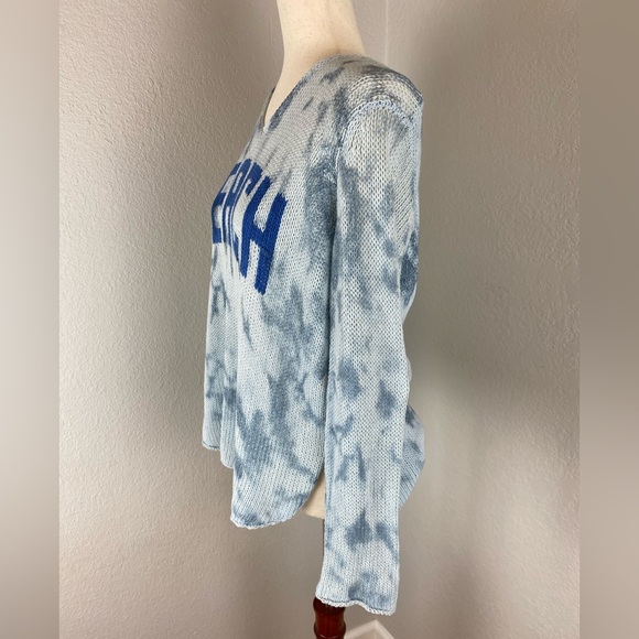 Wooden Ships Beach Lightweight V Neck Tie Dye Blue Sweater Small / Medium - Picture 8 of 14